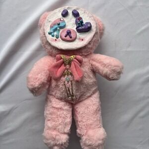 Handmade OOAK Cute Clayface Teddy Bear Plushie Pink